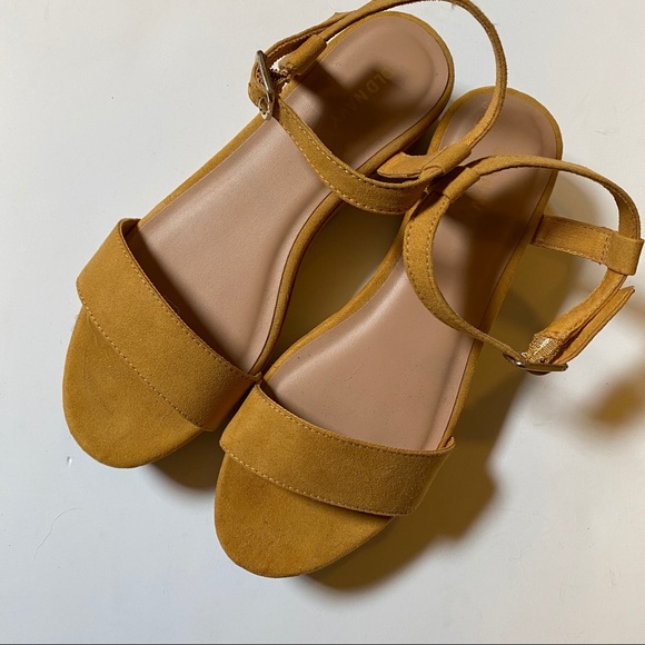 Old Navy Shoes - Old Navy Yellow Suede Platform Sandals